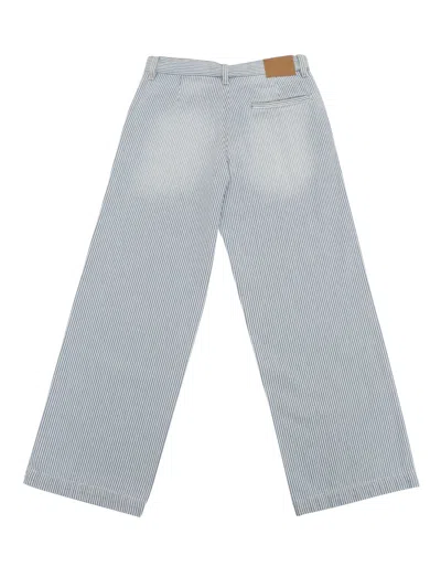 Bellerose Striped Cotton Trousers In Gray