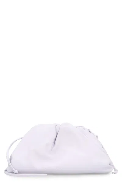 Bottega Veneta The Mini Pouch Leather Clutch Bag In Mirth Washed In Purple