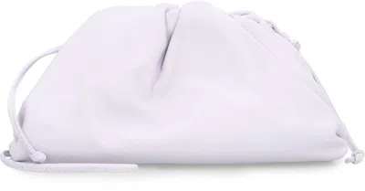 Bottega Veneta The Mini Pouch Leather Clutch Bag In Mirth Washed In Purple