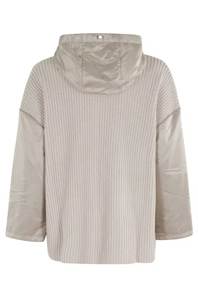 Herno Wool Poncho With Drawstring Hood In Neutral