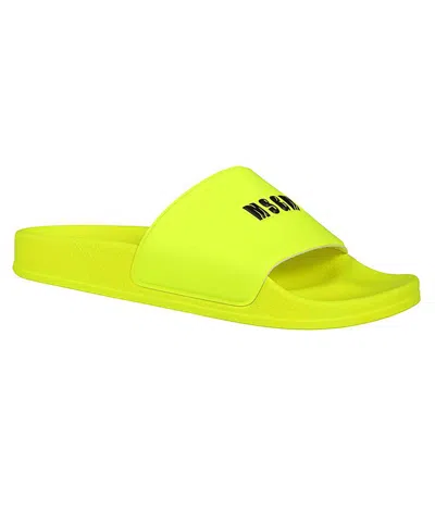 Msgm Logo-embellished Slides In Yellow