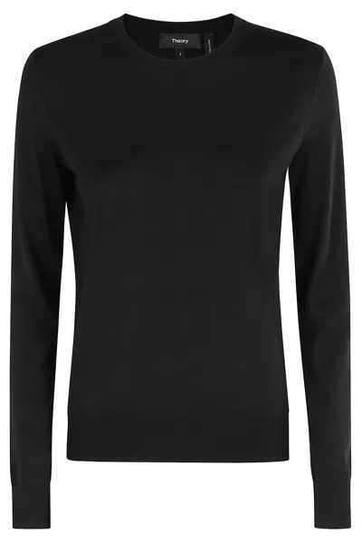 Theory Classic Crew Neck Pullover With Fitted Silhouette In Black