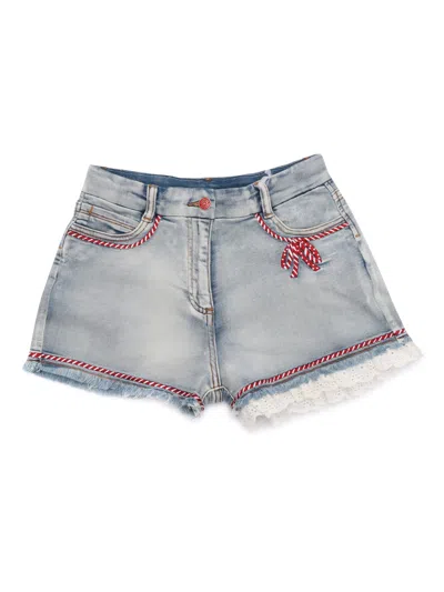 Monnalisa San Gallo Fabric Shorts In Blue