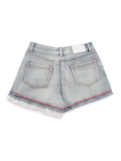 Monnalisa San Gallo Fabric Shorts In Blue