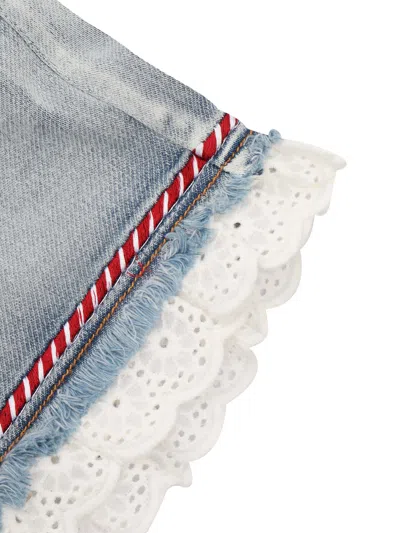 Monnalisa San Gallo Fabric Shorts In Blue