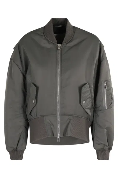 Jw Anderson J. W. Anderson Oversized Curved Hem Bomber Jacket In Gray