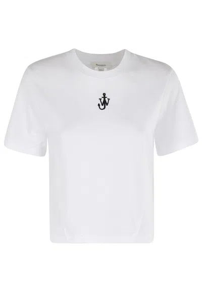 Jw Anderson J. W. Anderson Cropped Organic Cotton Anchor T-shirt In White