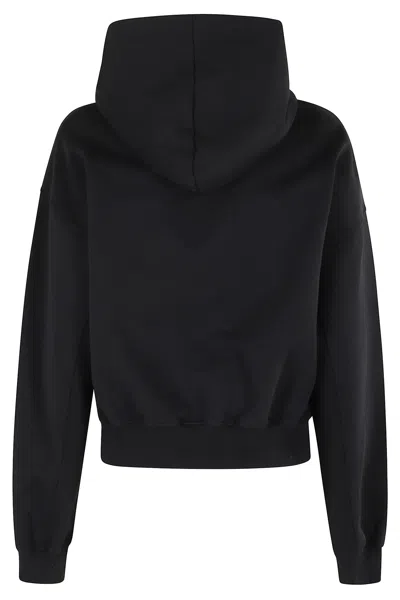 Jw Anderson Cropped Black Hoodie With Subtle Branding And Relaxed Fit In Black