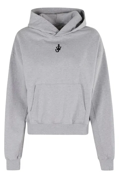 Jw Anderson J. W. Anderson Cropped Grey Hoodie With Relaxed Fit In Gray
