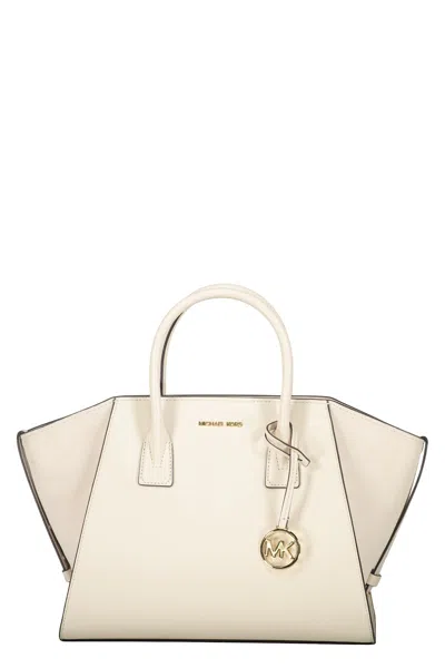 Michael Kors Avril Extra-small Leather And Suede Satchel In White