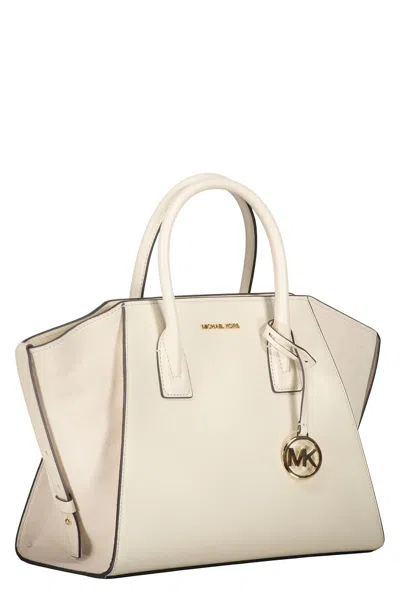 Michael Kors Avril Extra-small Leather And Suede Satchel In White