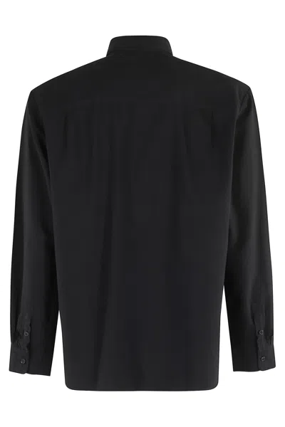 Apc A.p.c. Logo-embroidered Long-sleeved Shirt In Black