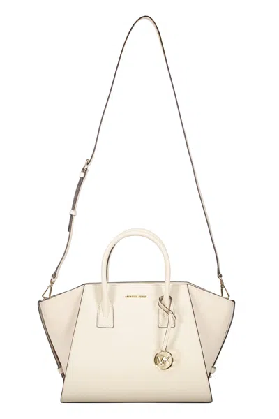 Michael Kors Avril Extra-small Leather And Suede Satchel In White