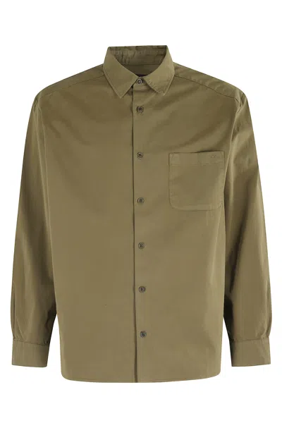 Apc Embroidered-logo Button-down Shirt In Brown