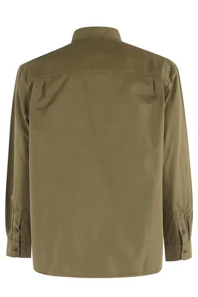 Apc Embroidered-logo Button-down Shirt In Brown