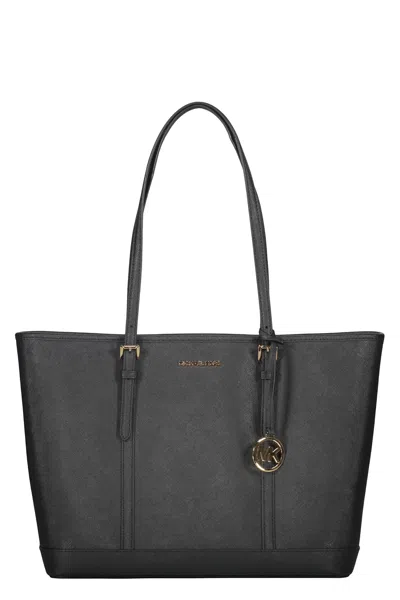 Michael Kors Leather Top-zip Tote Bag In Black