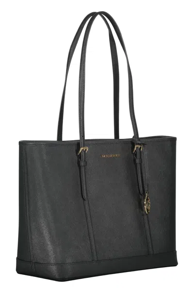Michael Kors Leather Top-zip Tote Bag In Black