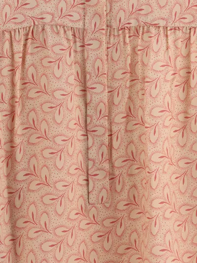 Kristina Ti Blouse With Foliage Print And Refined Stand-up Collar In Pink