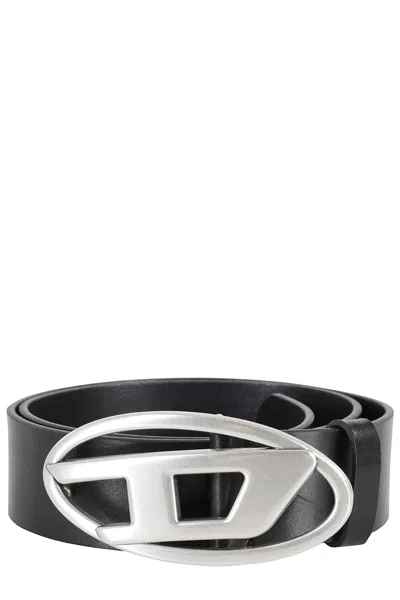 Diesel 4cm D Leather Buckle Belt In Black