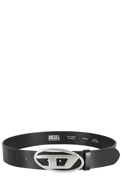 Diesel 4cm D Leather Buckle Belt In Black