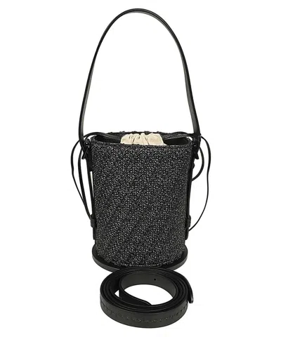 Max Mara Textured Drawstring Bucket Bag In Black