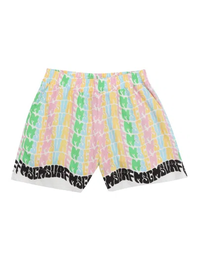 Msgm Poplin Shorts Girl In Multi