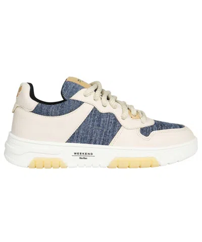 Weekend Max Mara Denim-panelled Low-top Sneakers In White