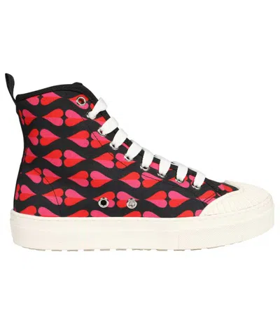Weekend Max Mara Heart-print High-top Sneakers In Black