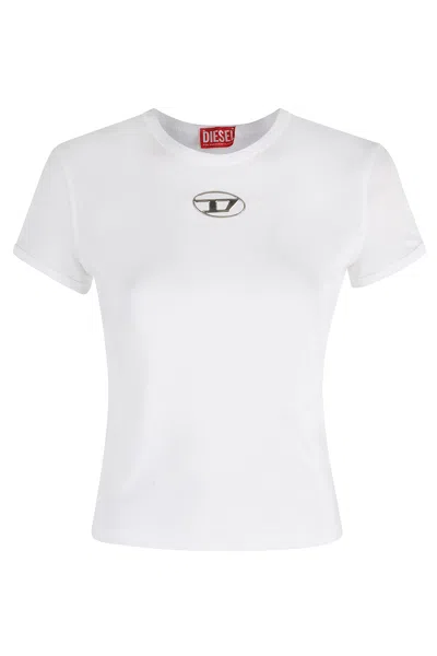 Diesel T-shirt With Logo Plate In White