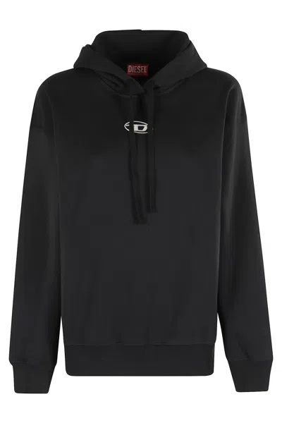 Diesel Hoodie With Metal-effect Oval D Logo In Black
