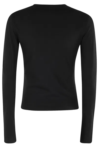 Diesel Long-sleeved Cotton T-shirt With Prominent Logo In Black