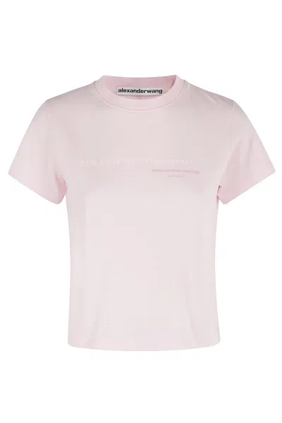 Alexander Wang Cotton Shrunken Logo T-shirt In Pink