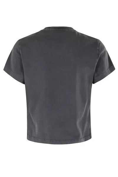 Alexander Wang Fitted Cropped T-shirt With Subtle Logo In Gray