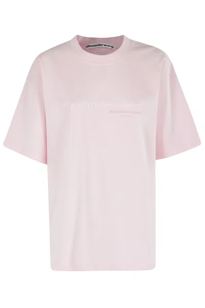 Alexander Wang Oversized Light Pink T-shirt With Front Logo In Pink