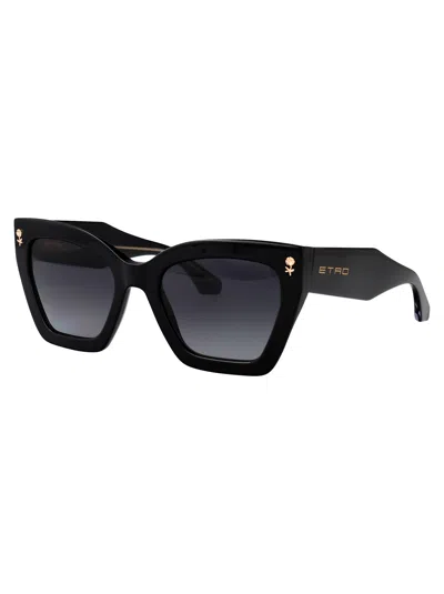 Etro Black Acetate Sunglasses In Brown