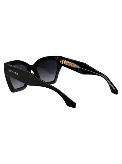 Etro Black Acetate Sunglasses In Brown