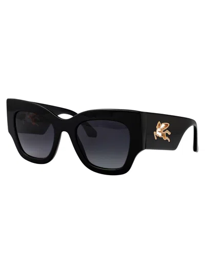 Etro Black Acetate Sunglasses In Brown