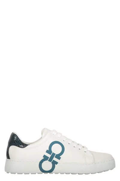 Ferragamo Gancini-print Low-top Sneakers In White