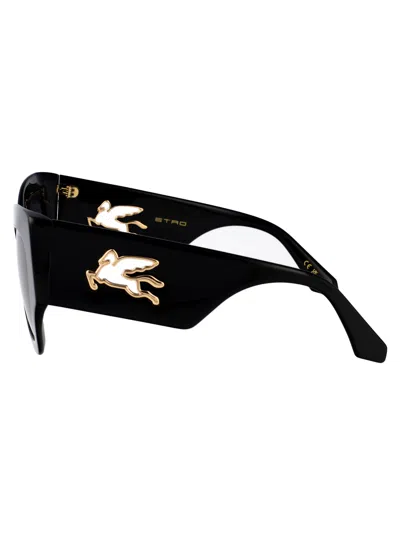 Etro Black Acetate Sunglasses In Brown