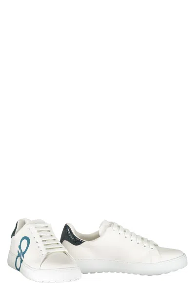 Ferragamo Gancini-print Low-top Sneakers In White