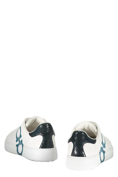 Ferragamo Gancini-print Low-top Sneakers In White