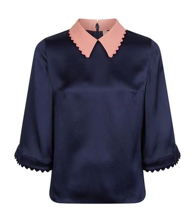 Shop Roksanda Demi Silk Seersucker Top