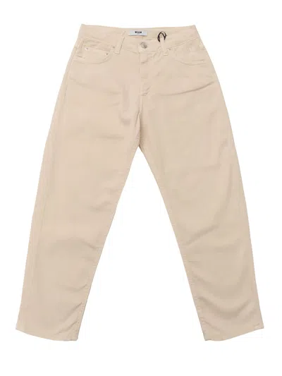 Msgm Denim Pants Boy In Neutral