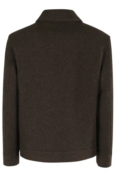 Fay Archive Plush Trucker Jacket In Brown