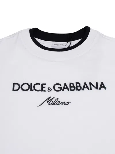 Dolce & Gabbana Jersey T-shirt With Dolce&gabbana Embroidery In White