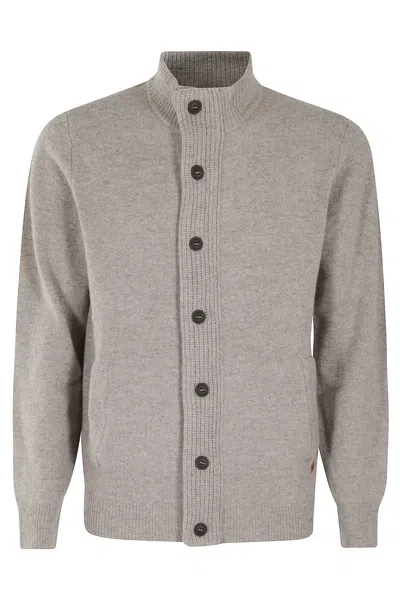 Barbour Maglia Essential Patch Zip Grigio In Neutral