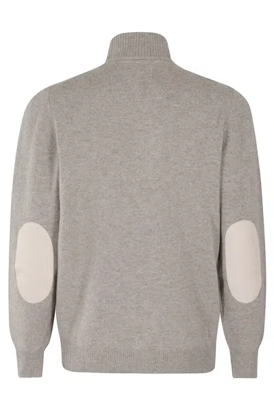 Barbour Maglia Essential Patch Zip Grigio In Neutral