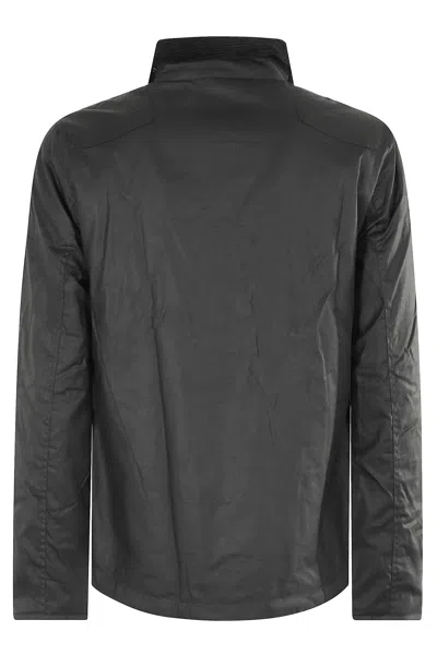 Barbour Collared Waxed Cotton Jacket And Pockets In Blue