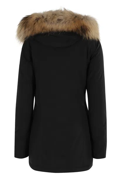 Woolrich Arctic Parka With Removable Fur Blue In Black