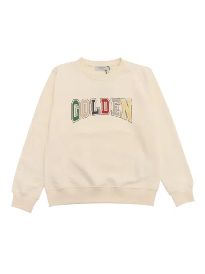 Golden Goose Journey/ Unisex Crewneck Regular Sweatshirt/ Blend Cotton Fleece With Multicolour Print In Neutral
